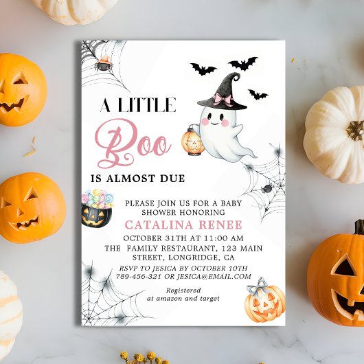 Whimsical Halloween Ghost Baby shower Kaart