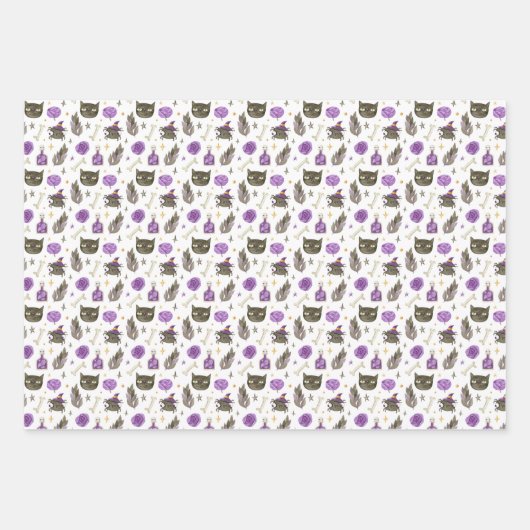 Whimsical Halloween Gift Wrapping Paper 3 Pack (Voorkant)