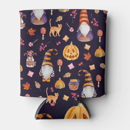 Whimsical Halloween: Gnomen & Pompoenen Blikjeskoeler (Voorkant)