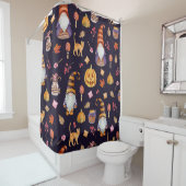 Whimsical Halloween: Gnomen & Pompoenen Douchegordijn (In situ)