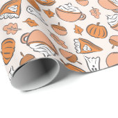 Whimsical Halloween Herfst Ghosts Pumpkin Pie Acor Cadeaupapier (Rol Hoek)