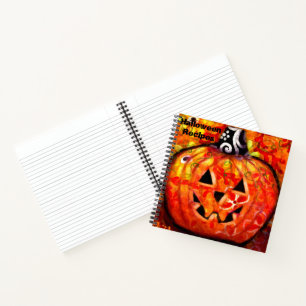 Whimsical Halloween Jack O lantaarn bloemenrecept Notitieboek