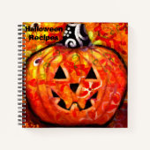 Whimsical Halloween Jack O lantaarn bloemenrecept Notitieboek (Voorkant)