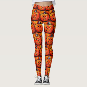 Whimsical Halloween Jack O Lantern Bloemen Sinaasa Leggings
