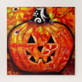 Whimsical Halloween Jack O Lantern Bloemen Sinaasa Legpuzzel