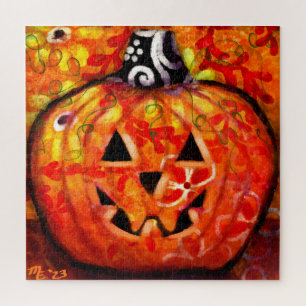 Whimsical Halloween Jack O Lantern Bloemen Sinaasa Legpuzzel