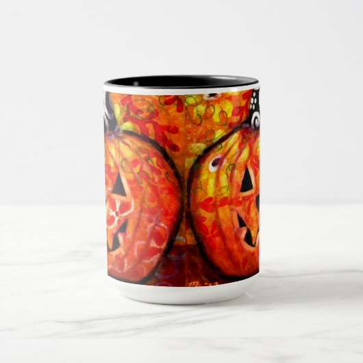 Whimsical Halloween Jack O Lantern Bloemen Sinaasa Mok (Midden)