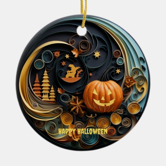 Whimsical Halloween Keramisch Ornament, Papieren Q Ornament (Voorkant)
