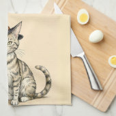 Whimsical Halloween Kitten Kitchen Towel, Fall Cat Theedoek (Quarter Fold)