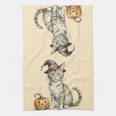 Whimsical Halloween Kitten Kitchen Towel, Fall Cat Theedoek (Verticaal)