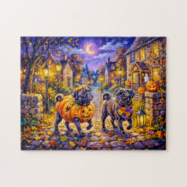 Whimsical Halloween Kostuum Mops Hond Illustratie Legpuzzel