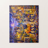 Whimsical Halloween Kostuum Mops Hond Illustratie Legpuzzel (Verticaal)