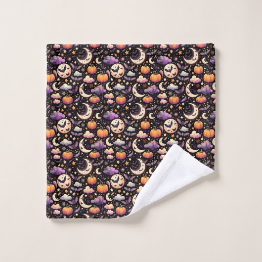 Whimsical Halloween Night Sky Pattern Bad Handdoek (Wasdoekje)