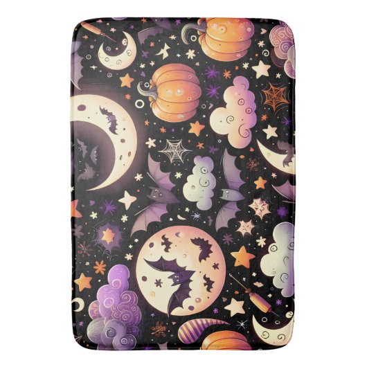 Whimsical Halloween Night Sky Pattern Badmat (Voorkant Verticaal)
