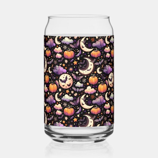 Whimsical Halloween Night Sky Pattern Blikvorm Glas (Links)