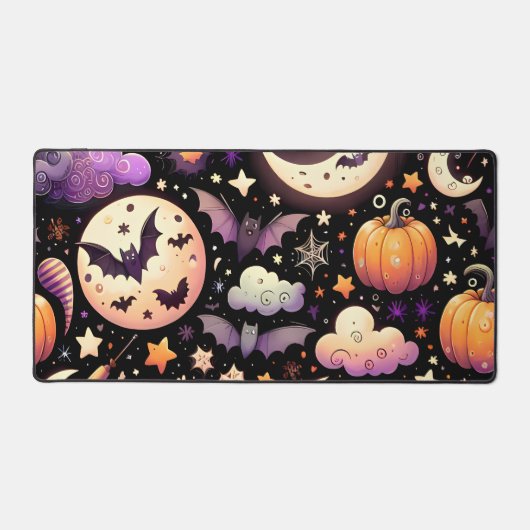 Whimsical Halloween Night Sky Pattern Bureaumat (Voorkant)
