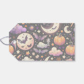 Whimsical Halloween Night Sky Pattern Cadeaulabel (Achterkant Horizontaal)