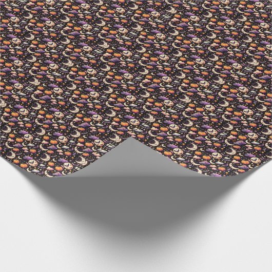 Whimsical Halloween Night Sky Pattern Cadeaupapier (Hoek)