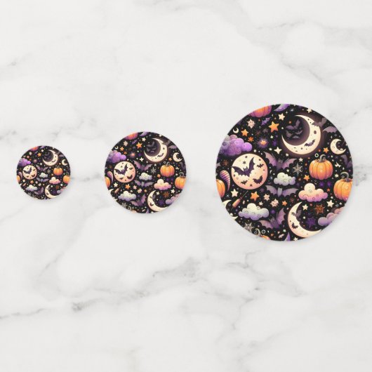 Whimsical Halloween Night Sky Pattern Confetti (Achterkanten)