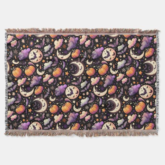 Whimsical Halloween Night Sky Pattern Deken (Voorkant)