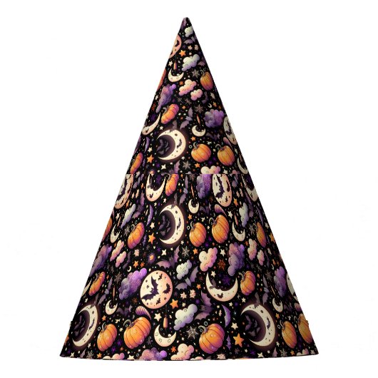 Whimsical Halloween Night Sky Pattern Feesthoedjes (Voorkant)