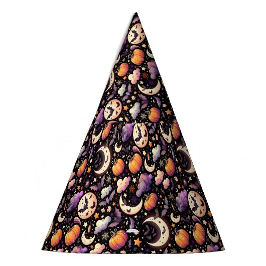 Whimsical Halloween Night Sky Pattern Feesthoedjes (Links)