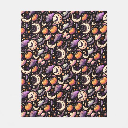 Whimsical Halloween Night Sky Pattern Fleece Deken (Voorkant)