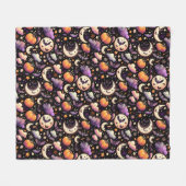 Whimsical Halloween Night Sky Pattern Fleece Deken (Voorkant (Horizontaal))
