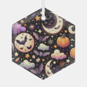 Whimsical Halloween Night Sky Pattern Glas Ornament (Voorkant)