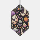 Whimsical Halloween Night Sky Pattern Glas Ornament (Voorkant Rechts)