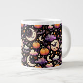 Whimsical Halloween Night Sky Pattern Grote Koffiekop (Voorkant rechts)