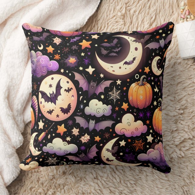 Whimsical Halloween Night Sky Pattern Kussen (Deken)