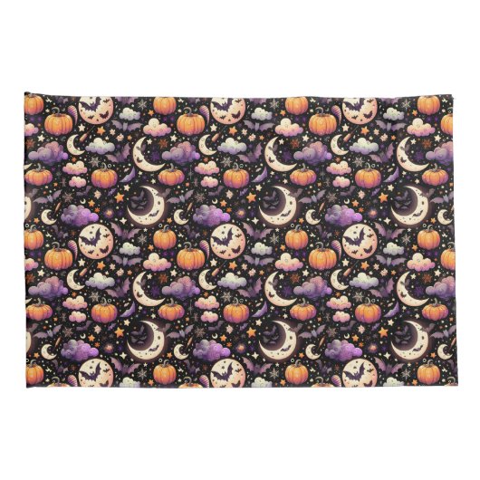 Whimsical Halloween Night Sky Pattern Kussensloop (Achterkant-Rechts)
