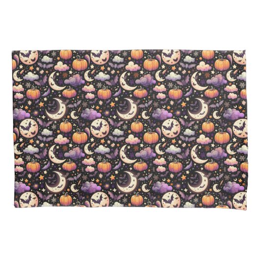 Whimsical Halloween Night Sky Pattern Kussensloop (Voorkant-Links)