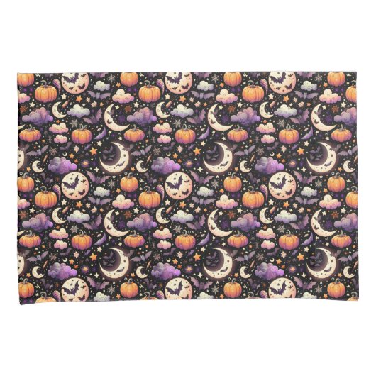 Whimsical Halloween Night Sky Pattern Kussensloop (Voorkant-Rechts)