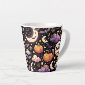 Whimsical Halloween Night Sky Pattern Latte Mok (Rechterhoek)