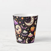 Whimsical Halloween Night Sky Pattern Latte Mok (Voorkant)