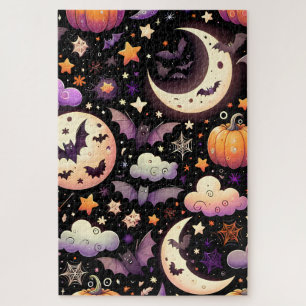 Whimsical Halloween Night Sky Pattern Legpuzzel