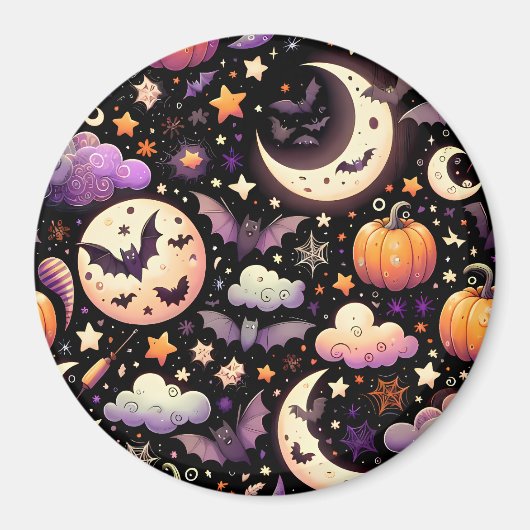 Whimsical Halloween Night Sky Pattern Magneet (Voorkant)