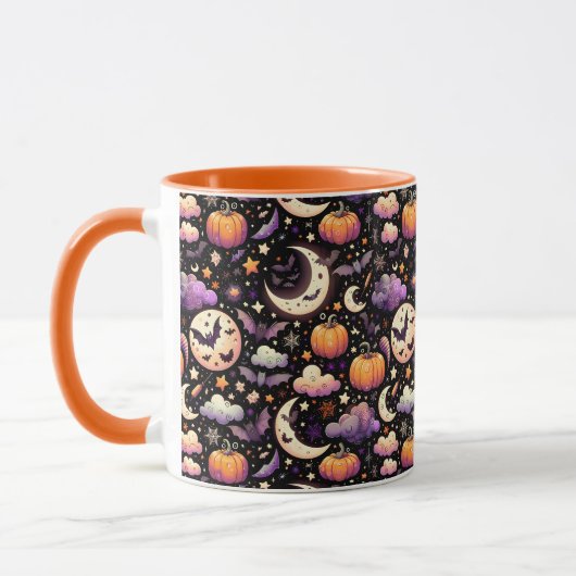 Whimsical Halloween Night Sky Pattern Mok (Links)