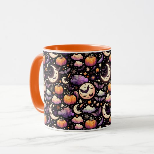 Whimsical Halloween Night Sky Pattern Mok (Voorkant links)