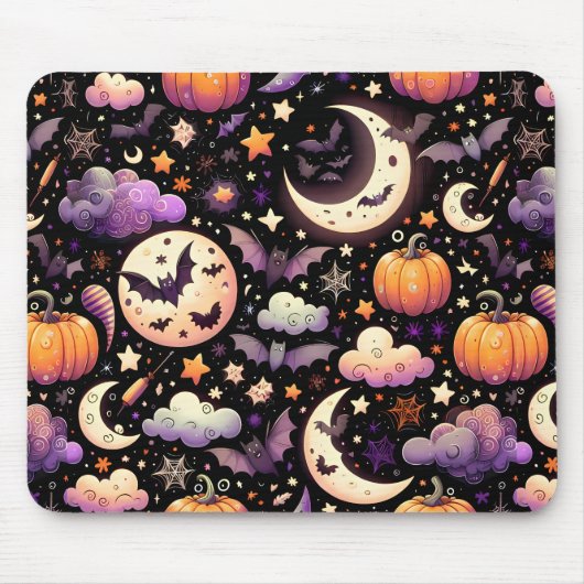 Whimsical Halloween Night Sky Pattern Muismat (Voorkant)
