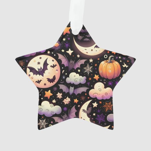 Whimsical Halloween Night Sky Pattern Ornament (achterkant)