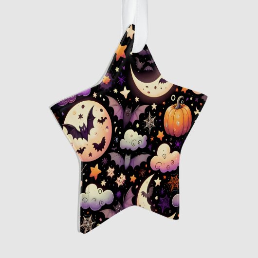 Whimsical Halloween Night Sky Pattern Ornament (voorkant)