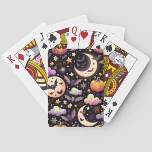 Whimsical Halloween Night Sky Pattern Pokerkaarten