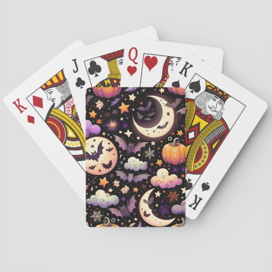 Whimsical Halloween Night Sky Pattern Pokerkaarten (Achterkant)