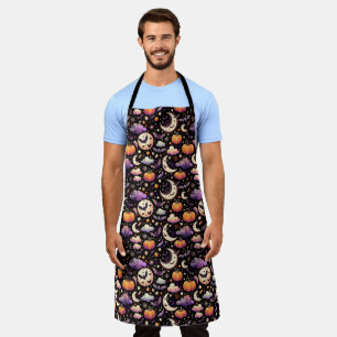 Whimsical Halloween Night Sky Pattern Schort