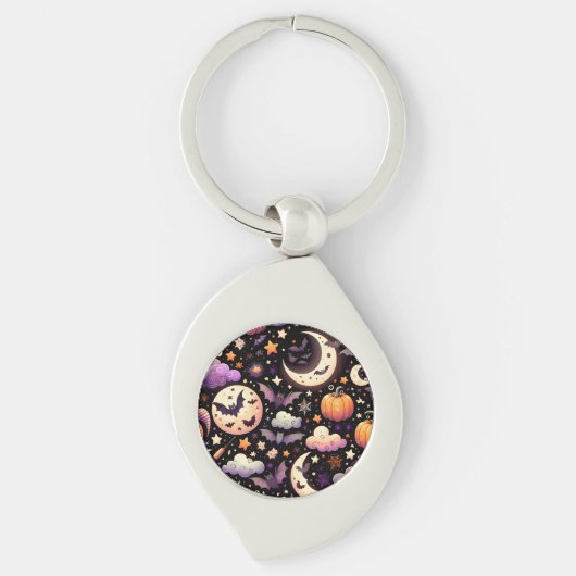 Whimsical Halloween Night Sky Pattern Sleutelhanger (Voorkant)