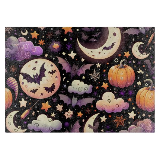 Whimsical Halloween Night Sky Pattern Snijplank (Voorkant)