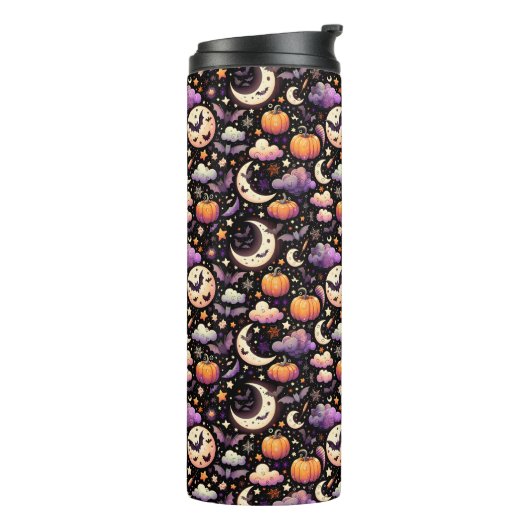 Whimsical Halloween Night Sky Pattern Thermosbeker (Gedraaid links)